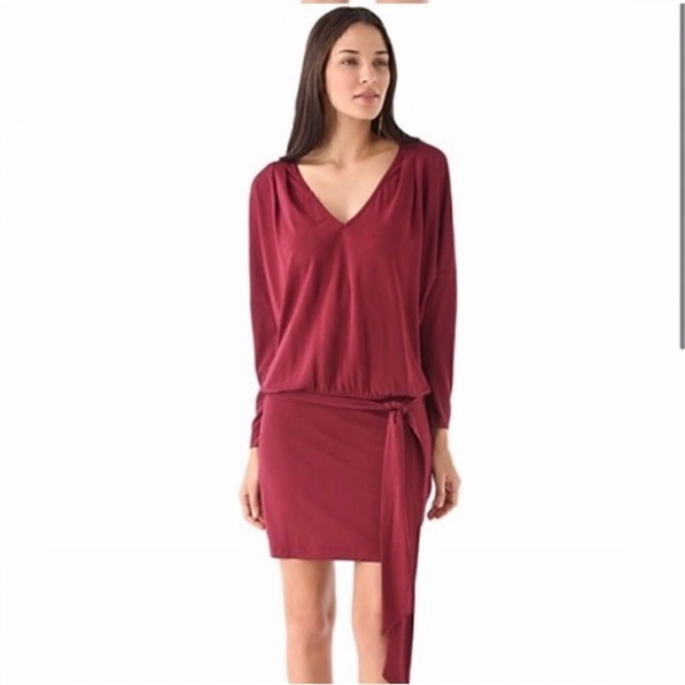Haute Hippie Burgundy Dolman Sleeve Long Sleeve Mini Dress | Size S